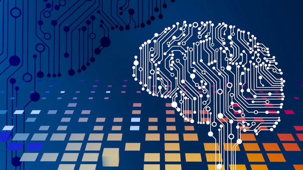 Placa de circuito con un cerebro digital, representando un agente de inteligencia artificial autónomo